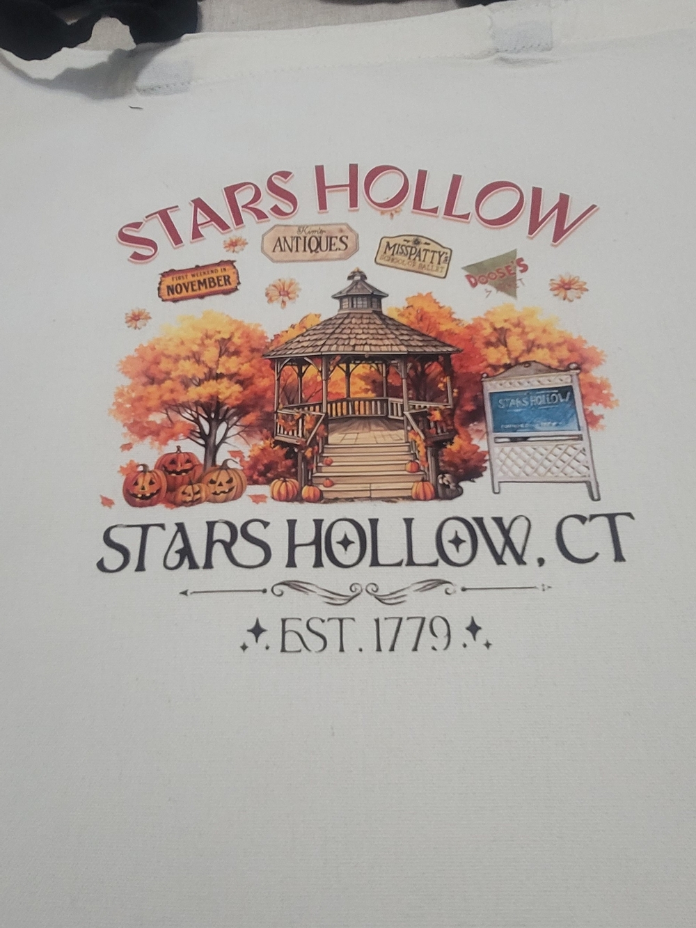 CT Autumn Tote Bag - White with Orange & Black Design